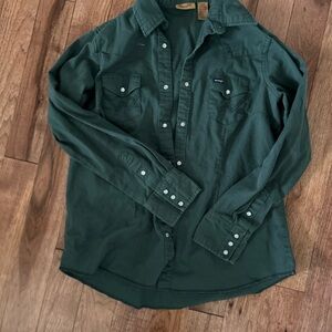 Wrangler Women's Forest Green Button Down Shirt